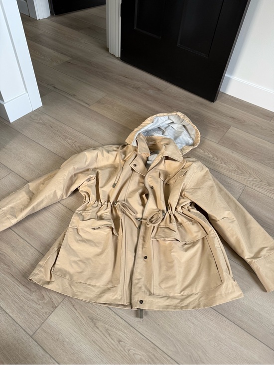 KBB Jackets & Blazers - Women’s Beige Hooded Trench Coat with Cinch Waist